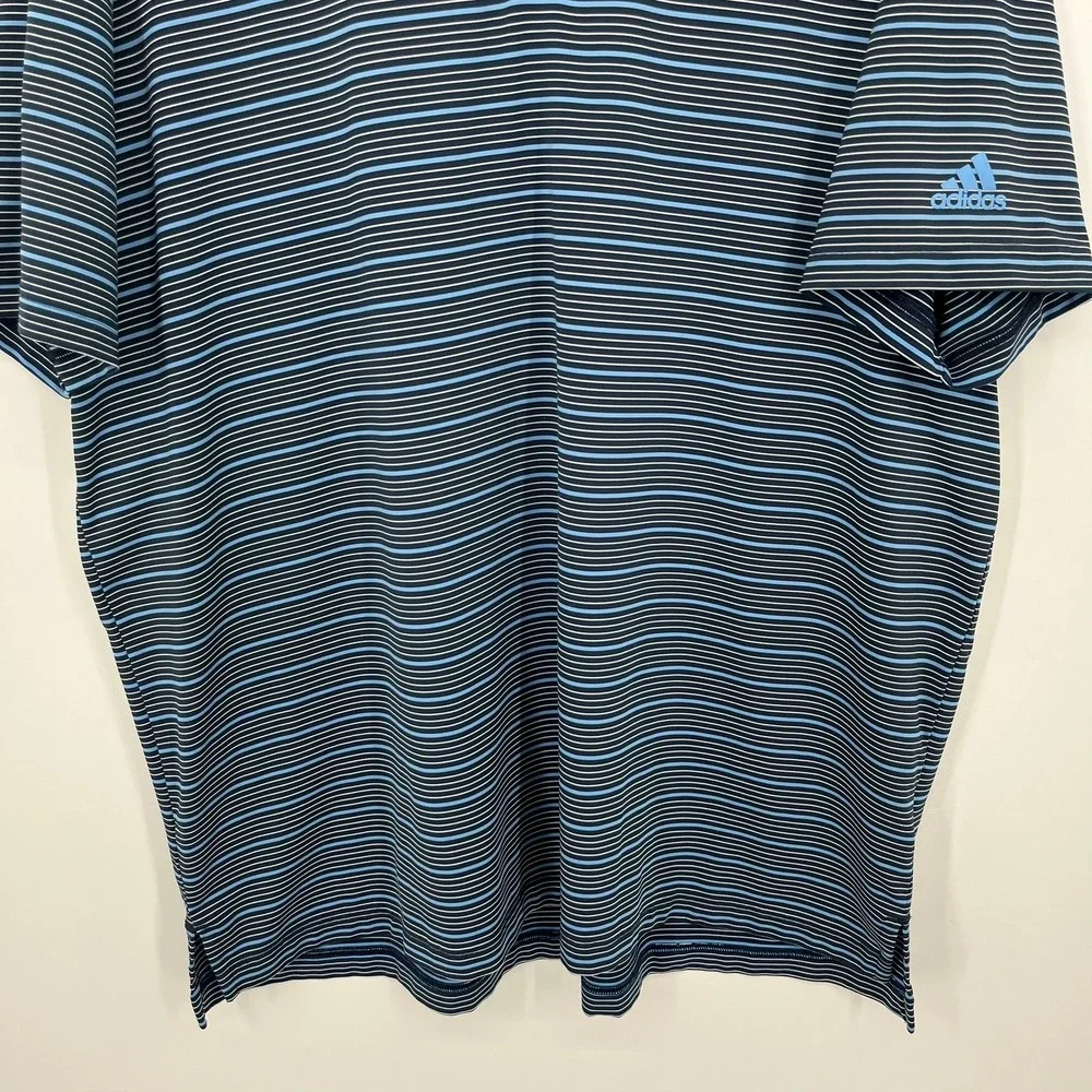 Adidas Mens 2XL Blue Striped Cold Springs Golf Country Club Polo Shirt
